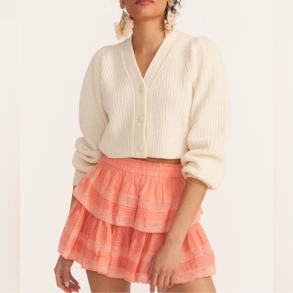 LoveShackFancy Avignon Cropped Cashmere Cardigan in Oatmeal XXL NWT - Picture 12 of 12